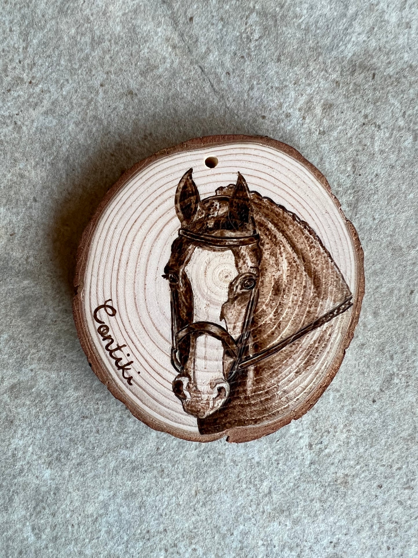 Handburned custom pet ornament