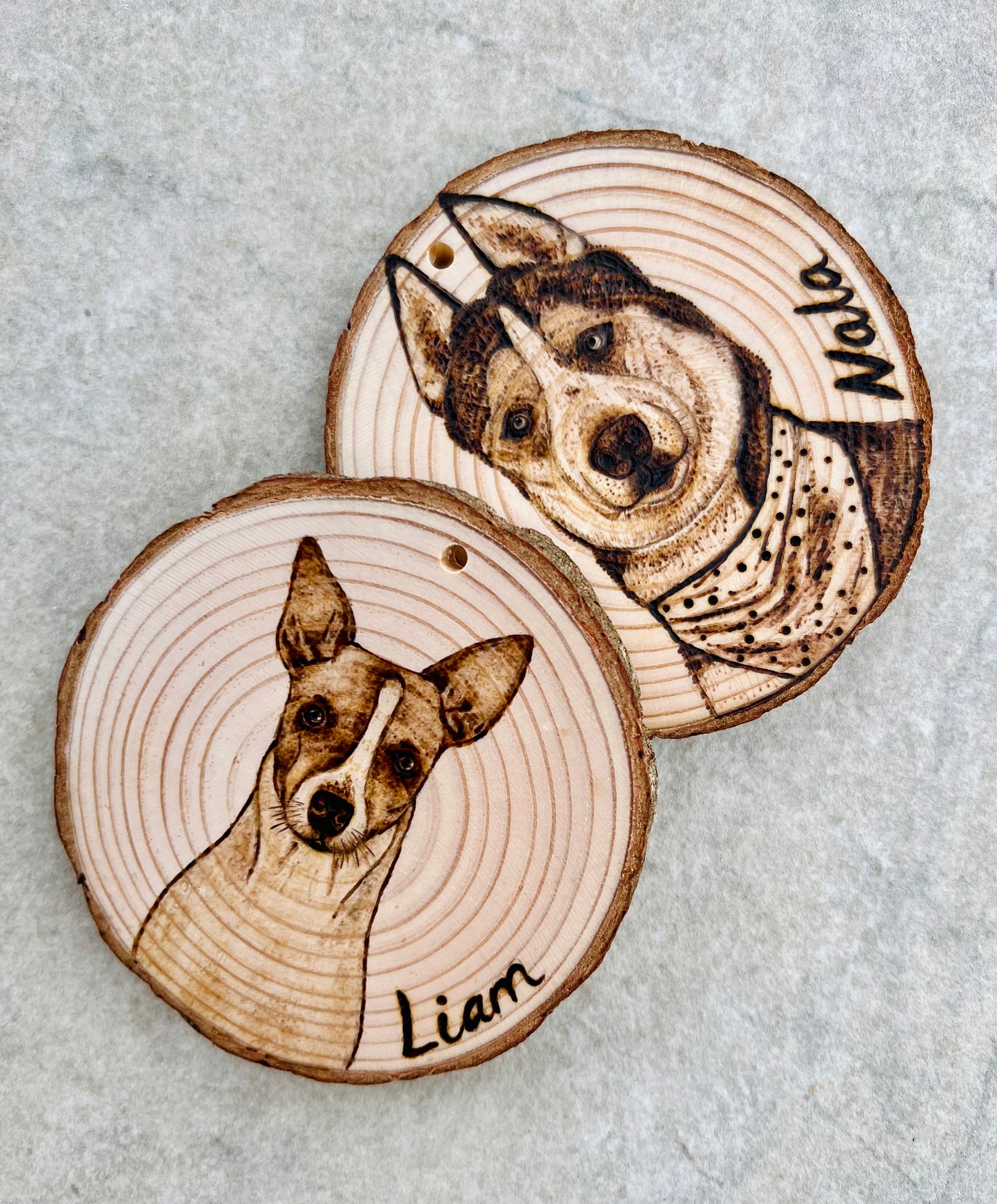 Handburned custom pet ornament