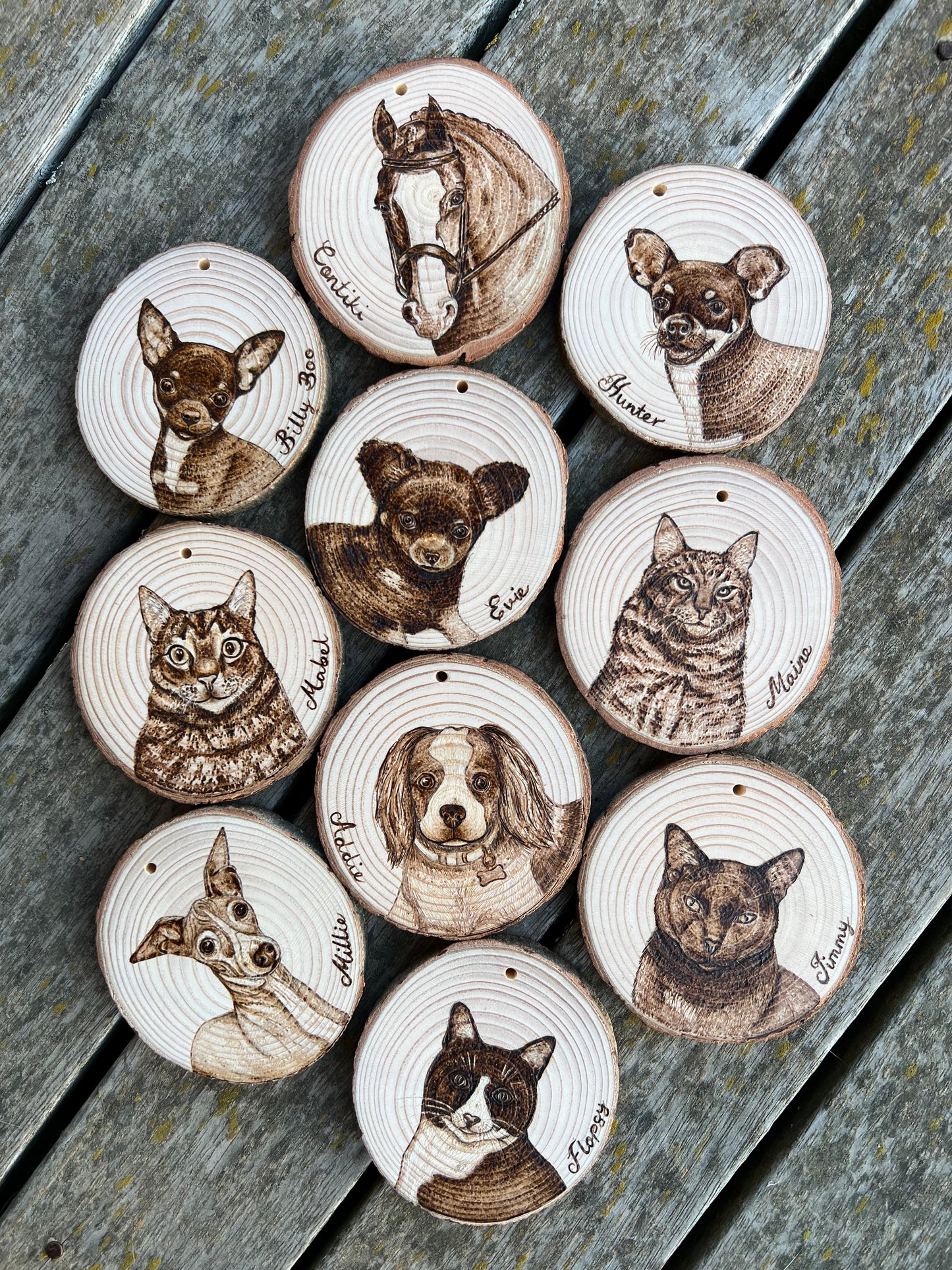 Handburned custom pet ornament