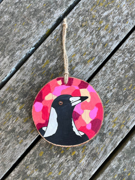 Magpie with coloured background